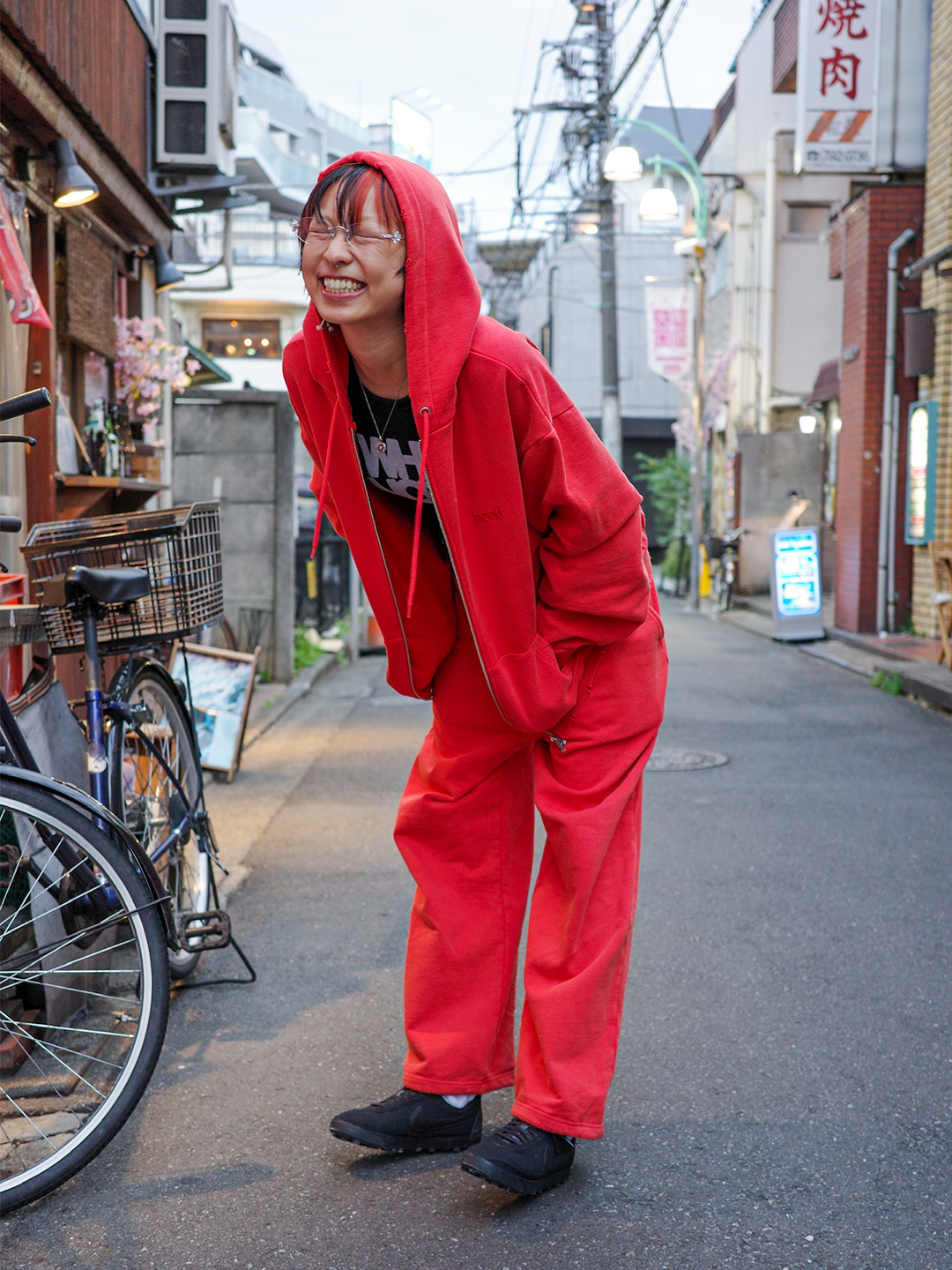 hood sweat pants(red)