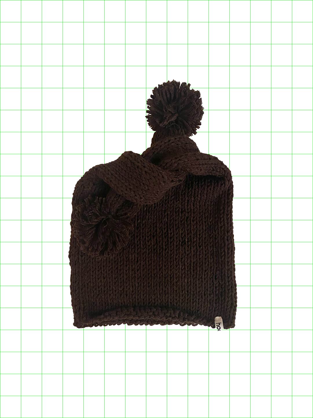 Weird knot beanie(brown/pom-pom)