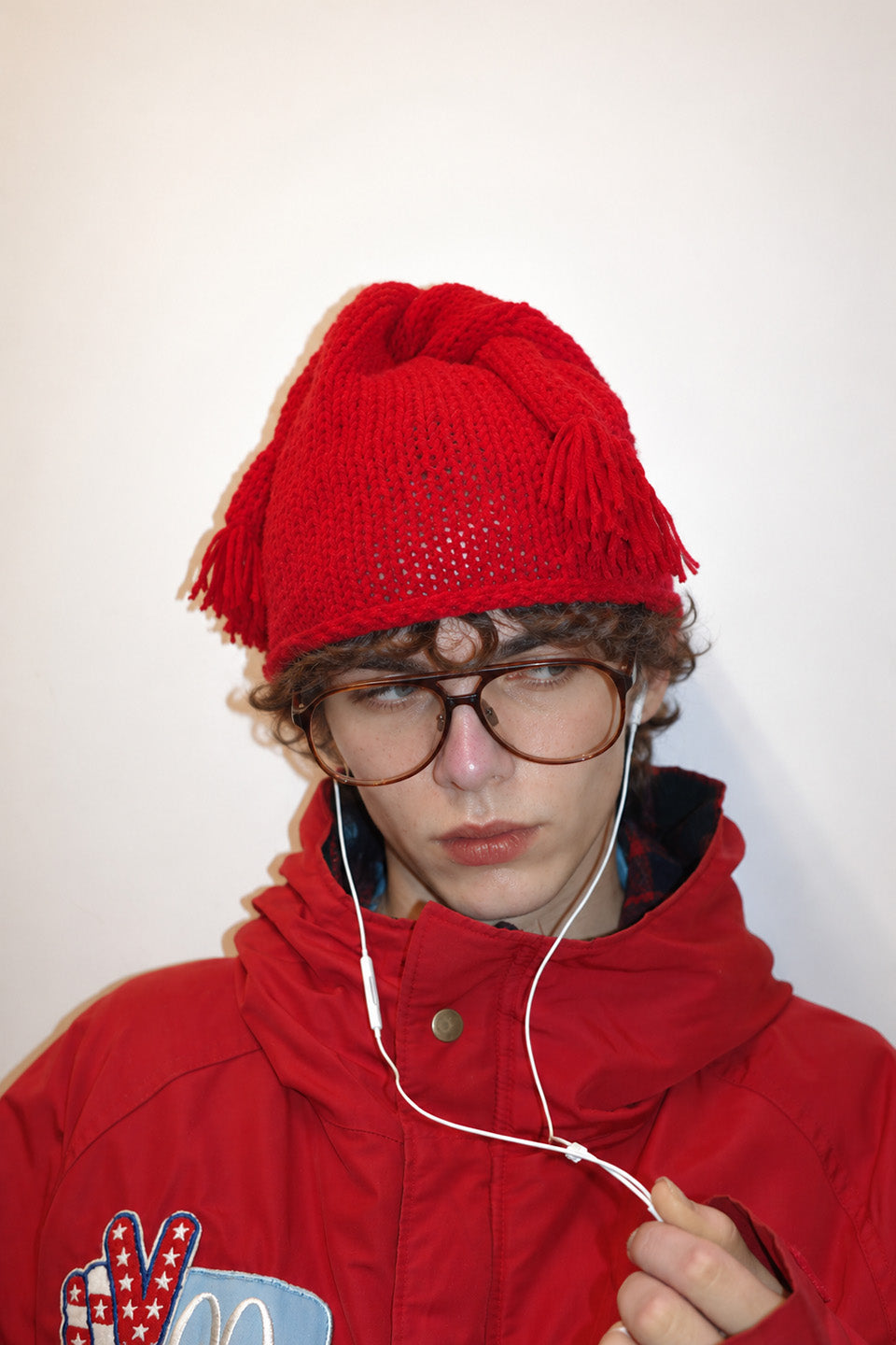 Weird knot beanie(red/normal)