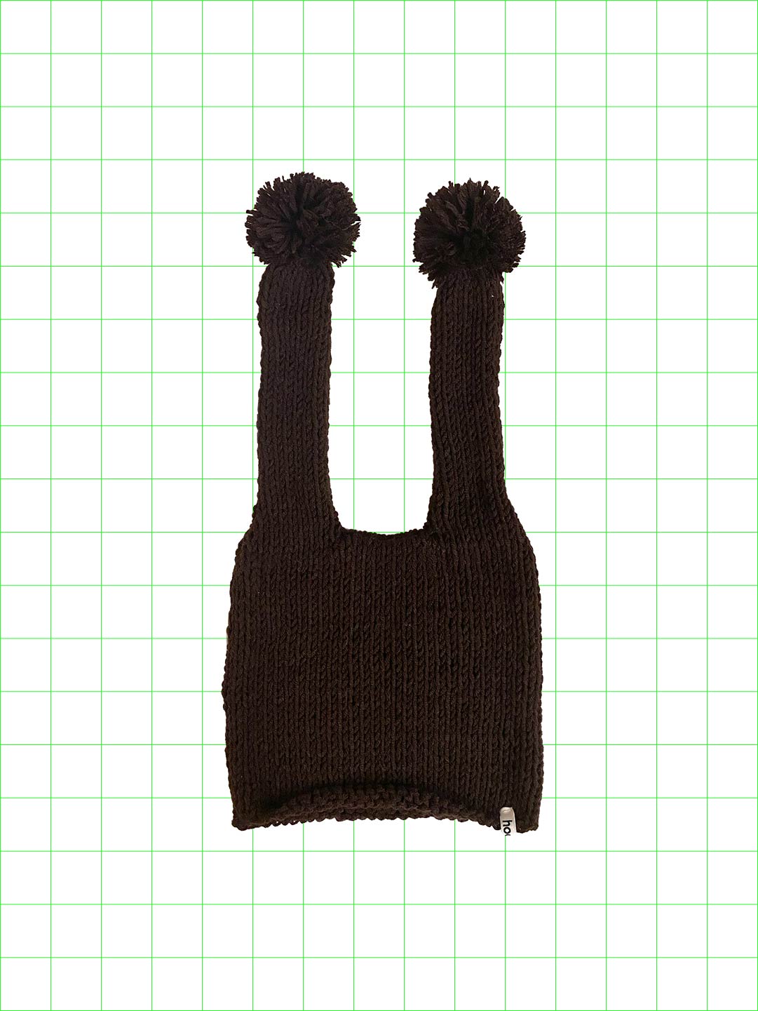 Weird knot beanie(brown/pom-pom)