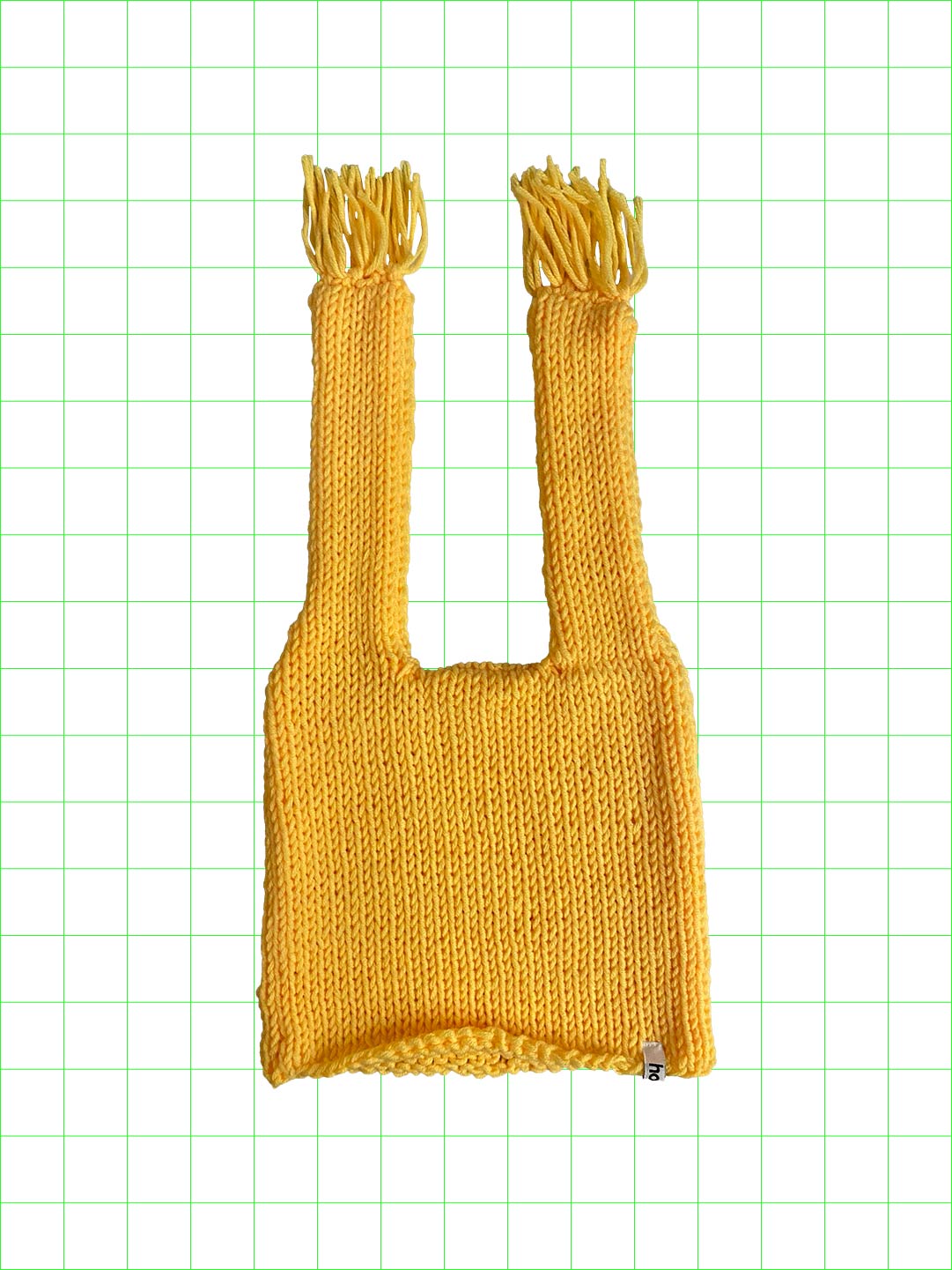 Weird knot beanie(yellow/fringe)