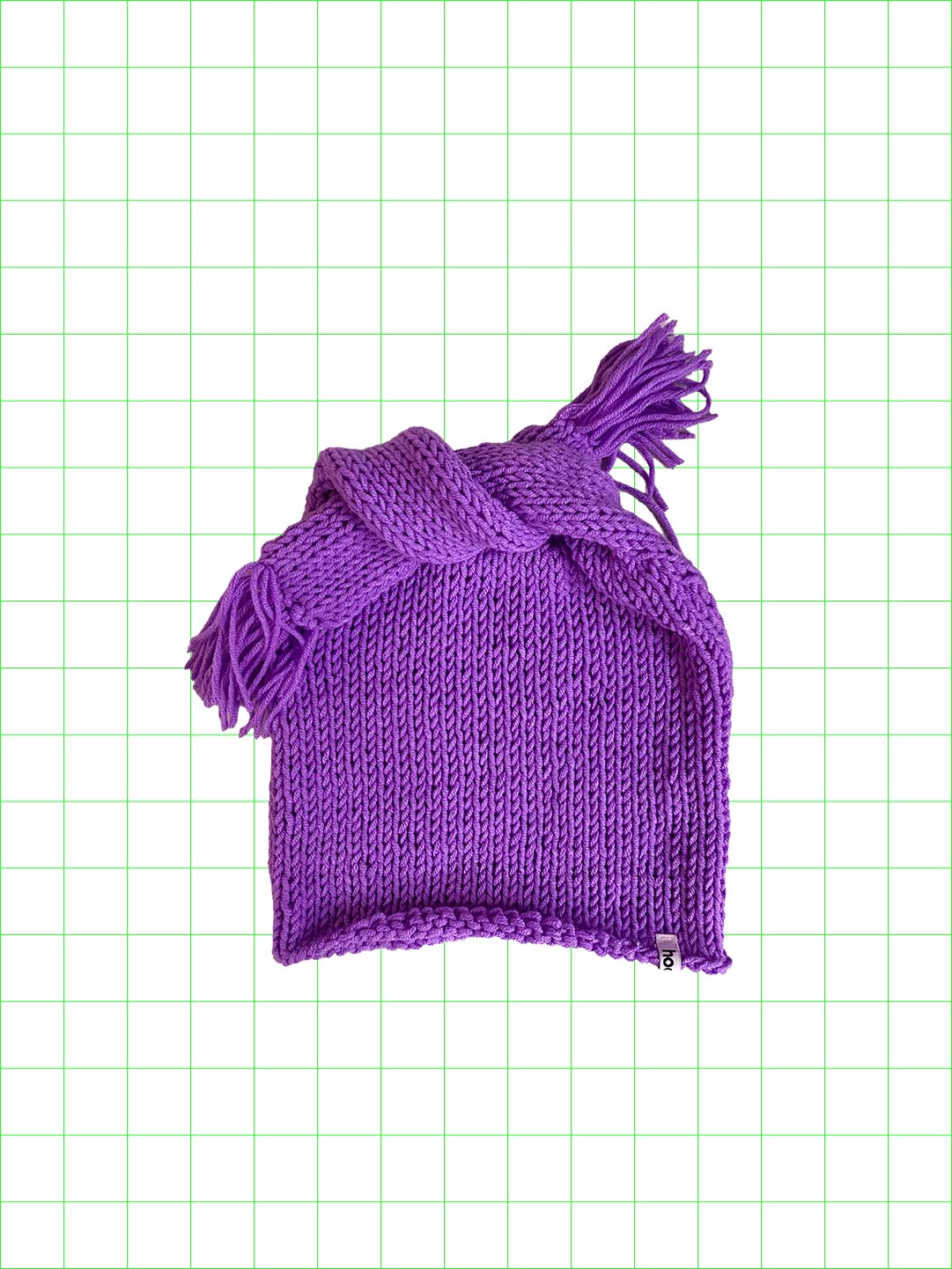 Weird knot beanie(purple/fringe)