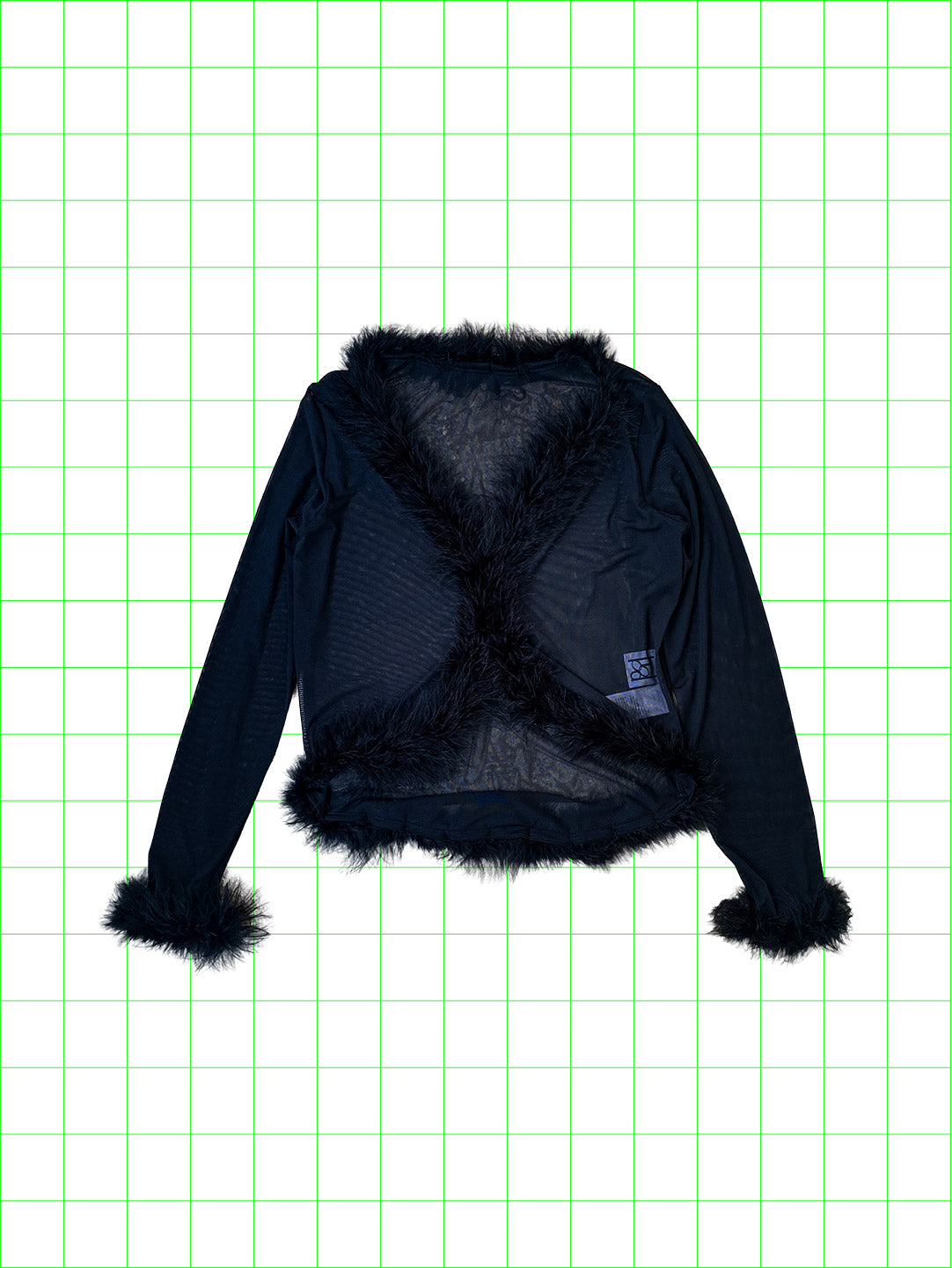 sheer feather cardigan (black）