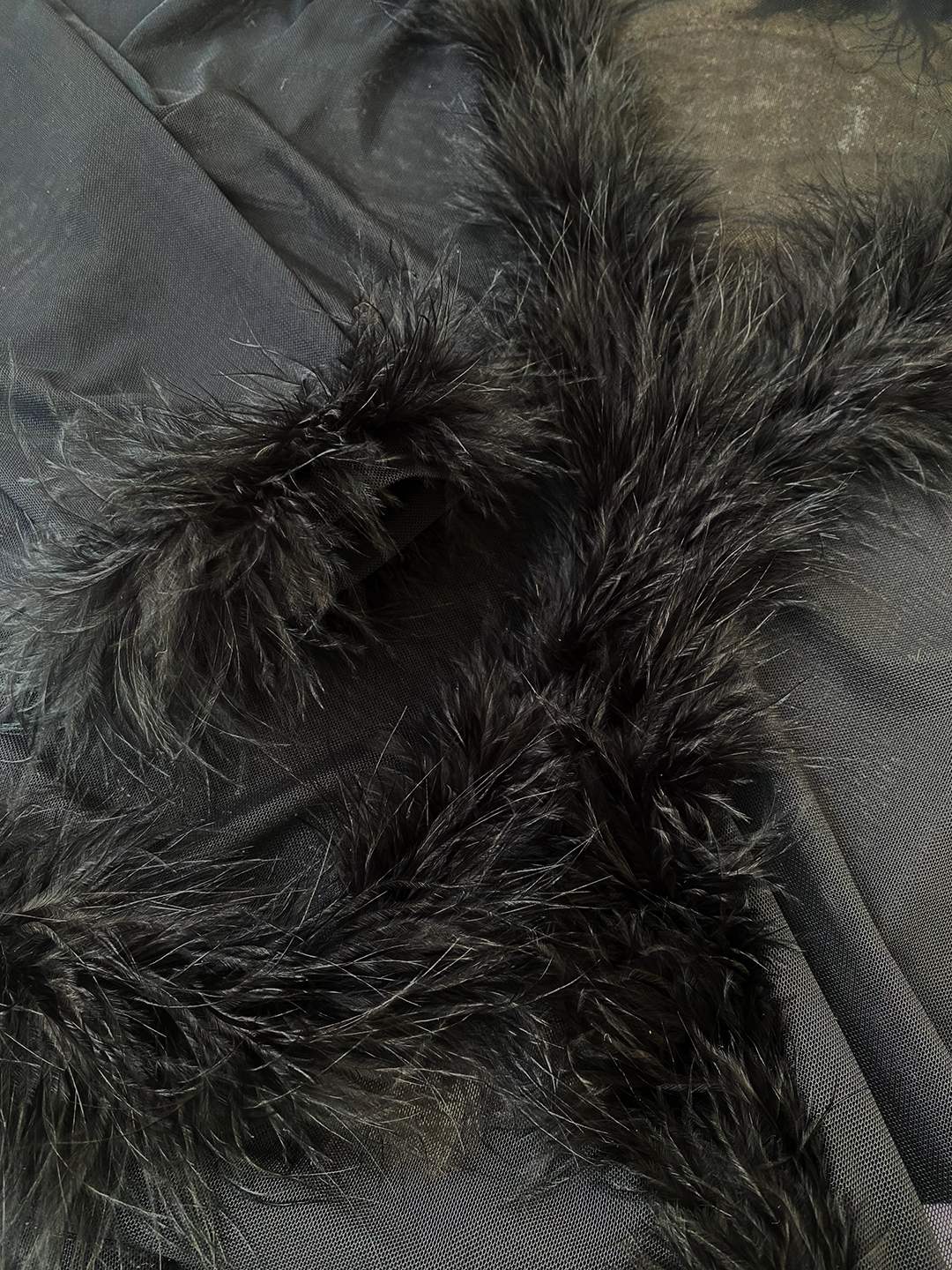 sheer feather cardigan (black）